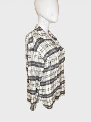 American Eagle Outfitters Black and White Plaid Button-Down Shirt thumbnail 3