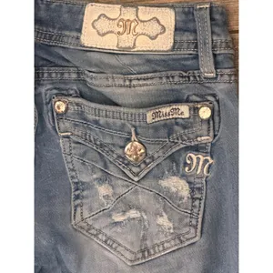 Miss‎ Me Signature Bootcut Jeans Medium Wash Bling Flap Size 26x28 Short Y2K thumbnail 11