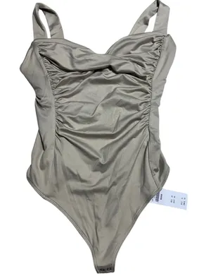 Abercrombie Fitch Soft A&F Collection Ruched Body Suit Medium Beige Neutral NWT thumbnail 1