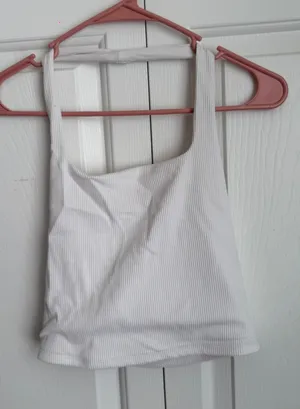 Abercrombie & Fitch white ribbed halter top size S thumbnail 1