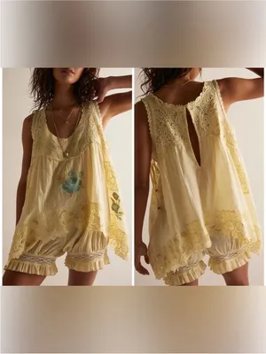 NWT Free People FP Intimately Eye Catcher Bloomsie Romper Double Butter - XS *IR thumbnail 2
