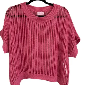 Pink Lily Vibrant Pink Knit Top Crop Size L Cover Up thumbnail 1