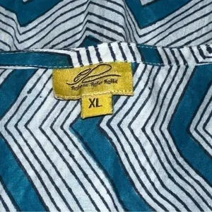 Roberta Roller Rabbit XL Teal Blue White Black Chevron Stripe Henley Cover Up thumbnail 6