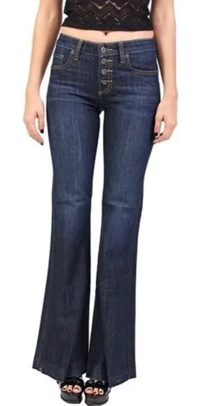 Carmar Flare Jordan Stretch Mid Rise Dark Wash Button Fly‎ Jeans Size 26 NWT thumbnail 1