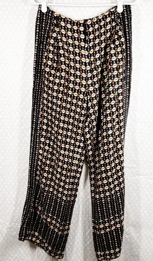 Anthropologie ett;twa Black‎ Brown Mixed Print Metzner High Rise Wide Leg Pants thumbnail 1