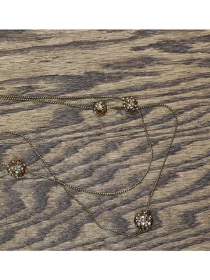 NWT Chico's Long Crystal Bead Station Wrap Necklace Brass Yellow / Orange 52" thumbnail 4