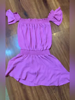 Amanda Uprichard Pink Off-Shoulder Smocked Mini Dress Ruffle Hem Medium thumbnail 5