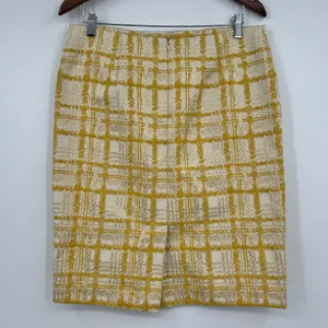 Talbots Womens Tweed Pencil Skirt Yellow White Knee Length Business Casual Sz 10 thumbnail 3