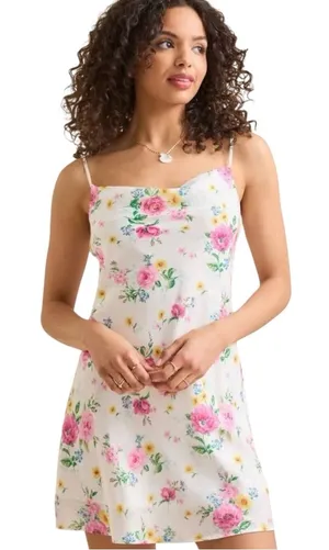 Altar'd State Altar'd Floral Pink Cowl Neck Mini Dress Size Large thumbnail 1
