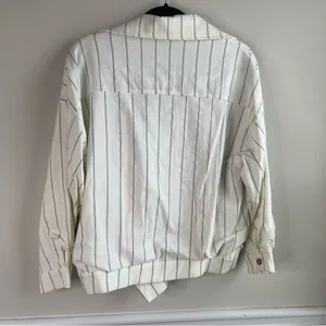 Anthropologie Line and dot white striped‎ moto zip up jacket size medium thumbnail 5