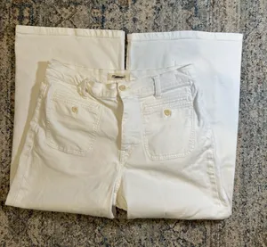 Madewell Wide-Leg Crop White Pants Size 29 thumbnail 1