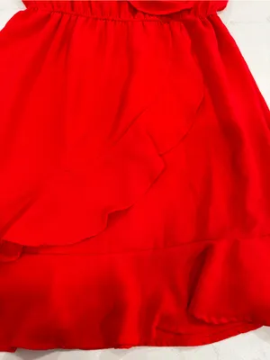 Japna Red Ruffle-Trim Mini Dress thumbnail 5