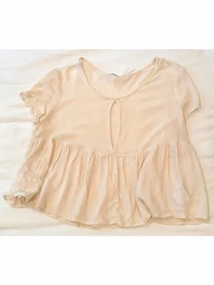Kimchi Blue Cream Keyhole Babydoll Top Rayon thumbnail 2
