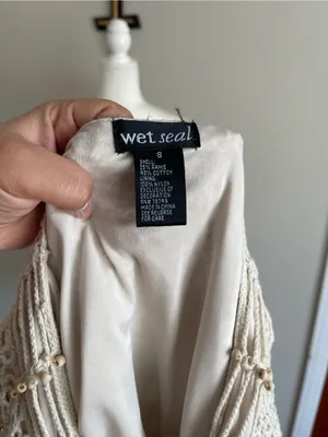 Wet Seal Beige Crochet V-Neck Knit Top thumbnail 7