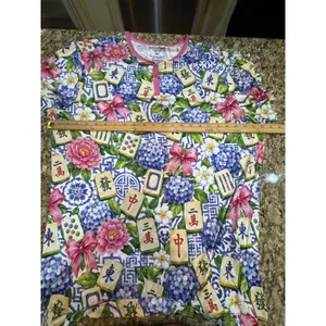 Zumbamboo Mahjong in Bloom Bamboo Women Short Sleeve Short Pajama Set Size XL thumbnail 6