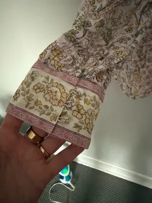 American Eagle Floral Lavender Peasant Top Lilac Yellow thumbnail 6