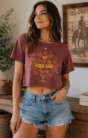 Wrangler x Yellowstone Ranch Hand Cropped Graphic Tee – Size M thumbnail 1