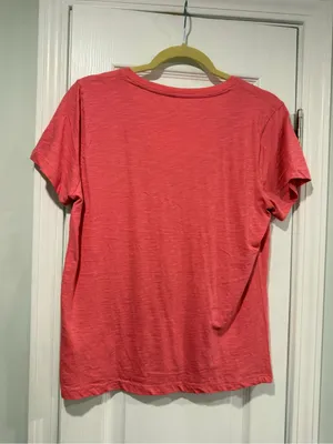 NWOT Madewell Size M Pink V Neck Short Sleeve Lightweight Slub Cotton Top thumbnail 8