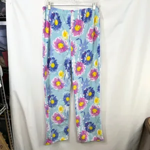Mayfair Medium Pajama Set Floral Fleece Blue Pink Watercolor‎ Vivid NWT Gift 515 thumbnail 13