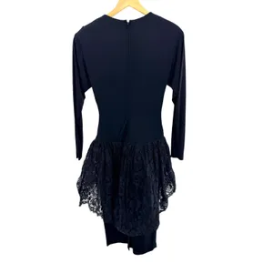Kathryn Conover Vintage Black Drop Waist Lace Peplum Midi Dress Long Sleeve Sz 6 thumbnail 5