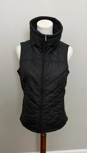 Columbia Vest Full Zip Quilted Lightweight Fleece Panels Mock Neck Layer Black thumbnail 1