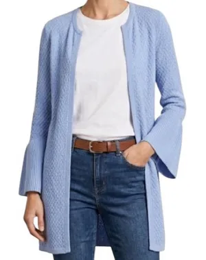LOFT Sweater‎ Size Small Blue Knit Bell Sleeve Open Cardigan thumbnail 1