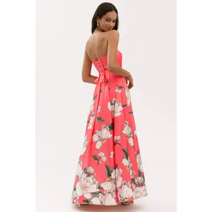 BHLDN Savannah Pink Floral Elegant Strapless Satin A Line Corset Dress NWT 0 thumbnail 3