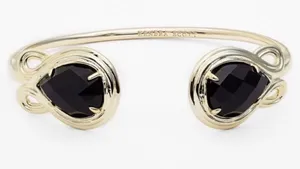 Kendra Scott Andy Bracelet Black Stones and Gold Adjustable Pinch Cuff thumbnail 1