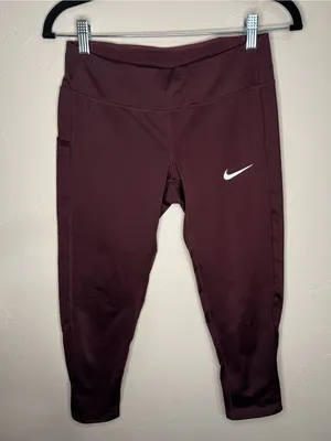 Nike Womens Epic Fast Dri-FIT Running Cropped Capri Burgundy Pockets‎ Leggings thumbnail 2