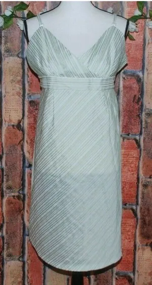 Motherhood Maternity Green & White Striped Sleeveless Empire Waist Dress Size L thumbnail 1