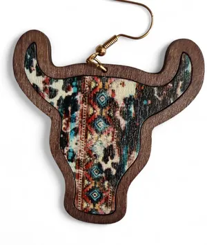 Southwestern Longhorn Earrings Brown thumbnail 1