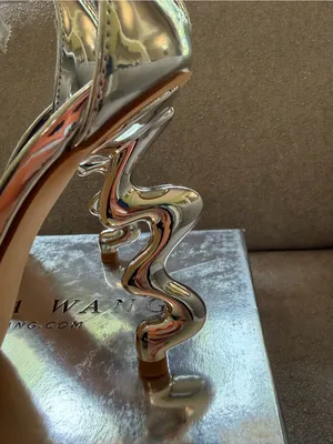 Azalea Wang Wiggly Silver Abstract Sculptural High Heels Size 7 thumbnail 6