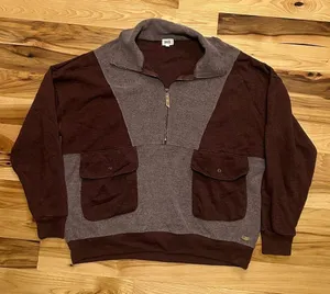 BKE Cropped Pullover - Women's Burgundy Half Zip Sz Large LN thumbnail 1