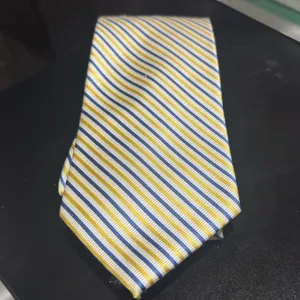 IZOD 100% Silk Blue Yellow White Diagonal Striped Men’s Neck Tie Classic Business thumbnail 2