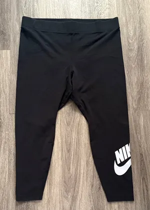 Nike Women's Black Leggings with White Logo Size 2X Casual Stretch Athletic thumbnail 1