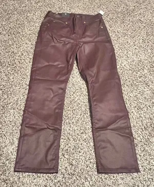 GAP Vintage Slim Mid Rise Coated Pants‎ Burgundy Bootcut Size 26 thumbnail 1