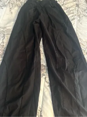 Source Unknown Black Wide Leg Seam-Detail Pants thumbnail 1