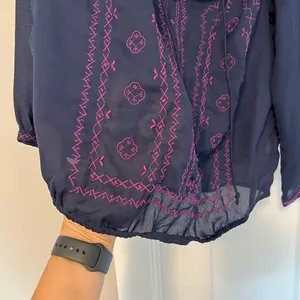 American Eagle Outfitters Navy Ruffled Embellished Blouse thumbnail 2