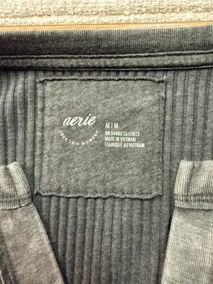 Aerie Fireside Long Sleeve Henley T-Shirt in Dark Grey Women’s Size Medium Tee thumbnail 8