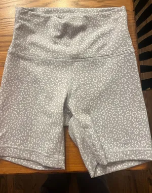 Women's Athletic Shorts Leopard Women's Athletic Shorts Leopard Print Grey White thumbnail 1