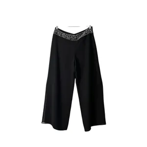 JR Nites Palazzo Pants Womens Size 12 Black Beaded Sheer Wide Leg Evening 1990s thumbnail 2