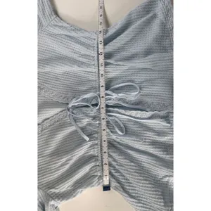 Francescas Light Blue Waffle Knit Peplum Top Tie Front Thermal Medium‎ NWT thumbnail 6