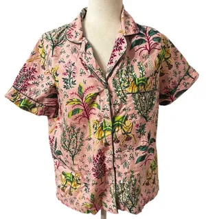 Printfresh Pajama Top Camel Print 100% Organic Cotton Pink Size XS thumbnail 1