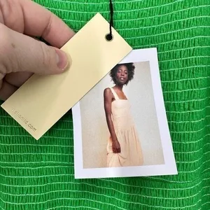 Nation LTD Bright Green Gabby Smocked‎ Midi 100% Pima Cotton Casual Tank Dress L thumbnail 6