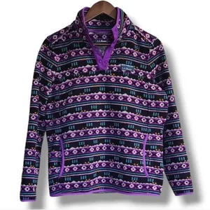 L.L. Bean Aztec Print Fleece Pullover Sweater Snap-T Womens S Granola Gorpcore thumbnail 4
