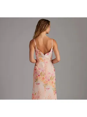 Azazie Deandra Pink Orange Floral Bridesmaid Altered Dress Size A2 NWT thumbnail 2