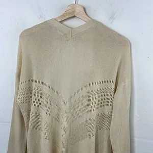 Wild Pearl Open Cardigan with fringe boho cotton crochet design Large cream thumbnail 10