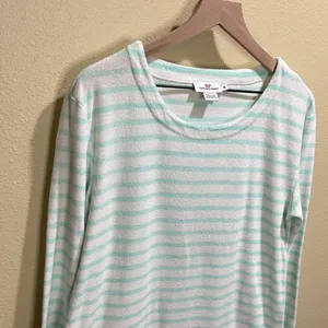Vineyard Vines Medium Light Green Striped Terry Cloth Swim Cover Up Shirt thumbnail 3
