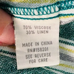 April Kiss Striped Linen Blend Dress Women's M Green Button Cottagecore Beachy‎ thumbnail 4