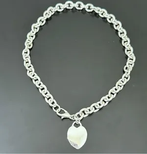 Unsigned Silver-tone Chunky Chain Heart Pendant “G” Stamped 16” Necklace 55g. thumbnail 6